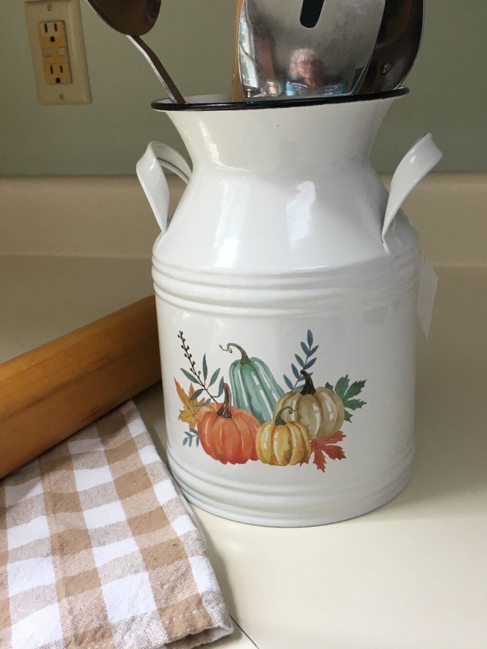 Fall Decor Milk Can Utensil Container Floral Container NWT